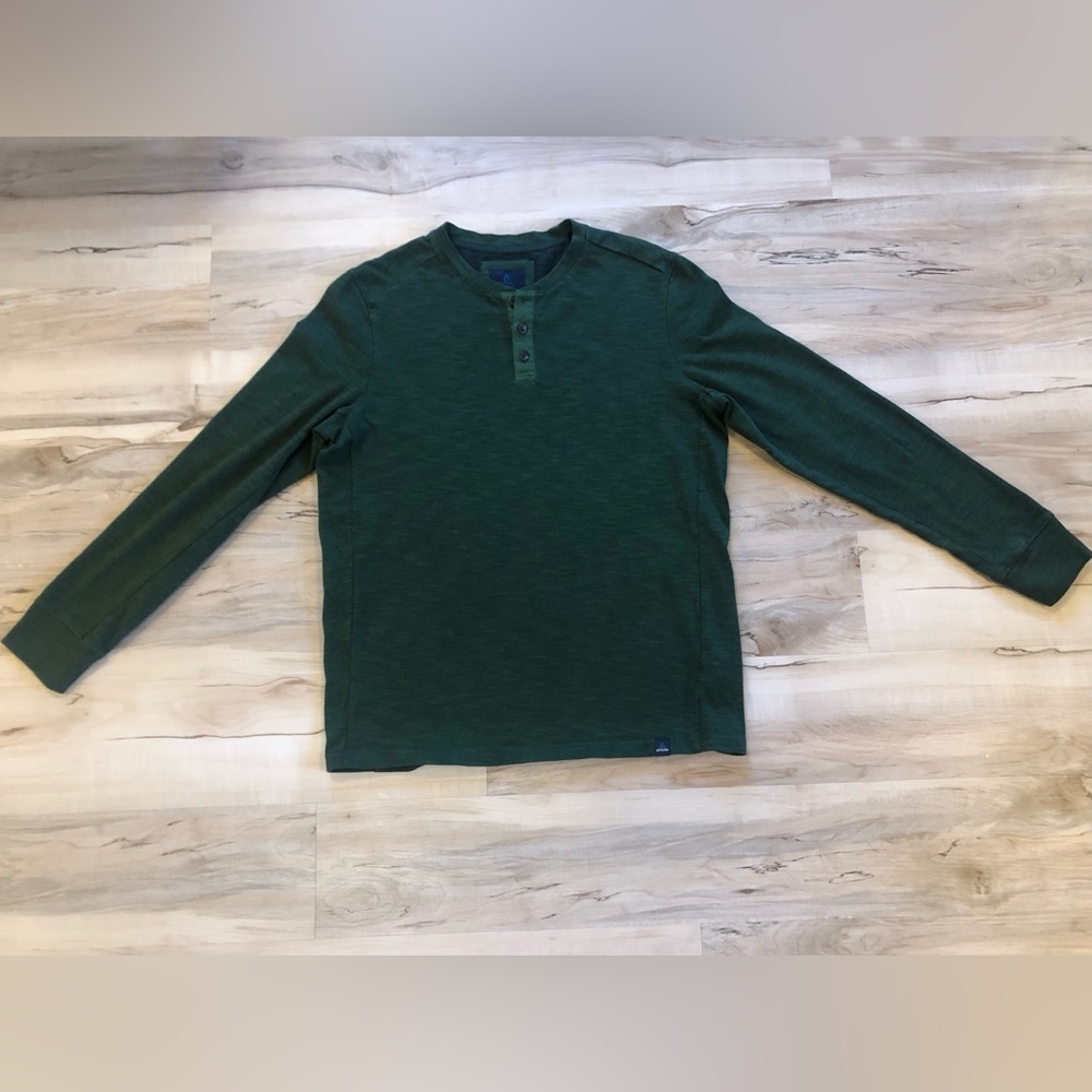 Prana Forest Green Organic Cotton Long Sleeve Henley